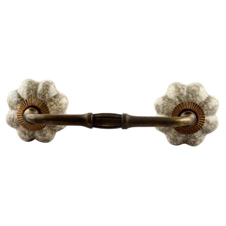 Cream Crackle Ceramic Melon Bridge Handle